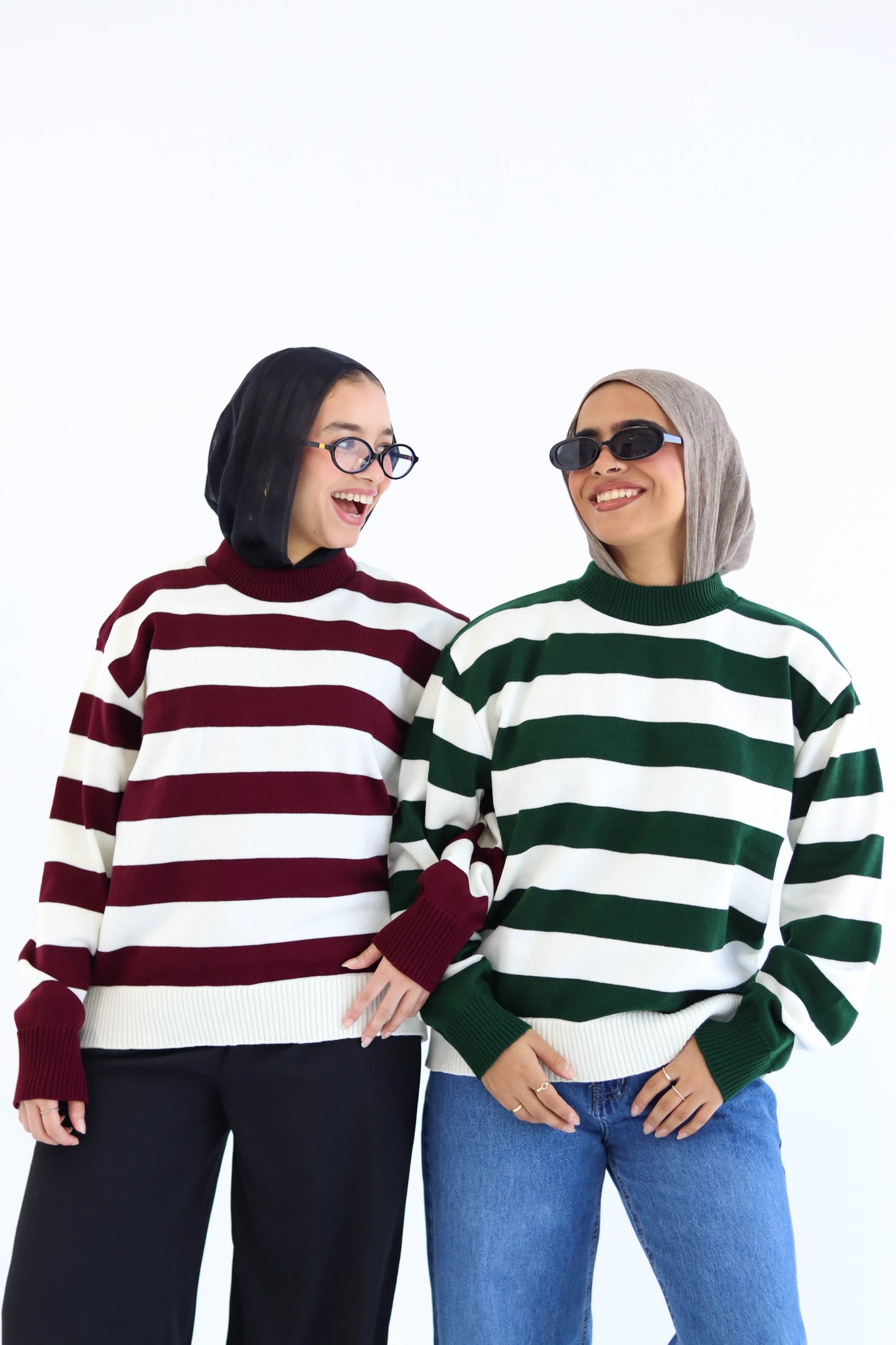 Sofi striped pullover in burgundy