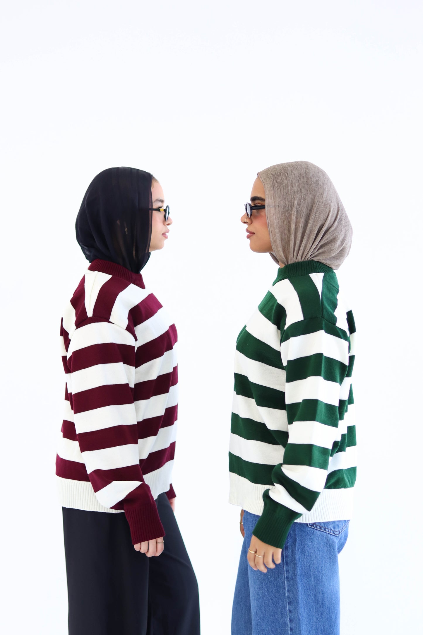 Sofi  striped pullover in burgundy