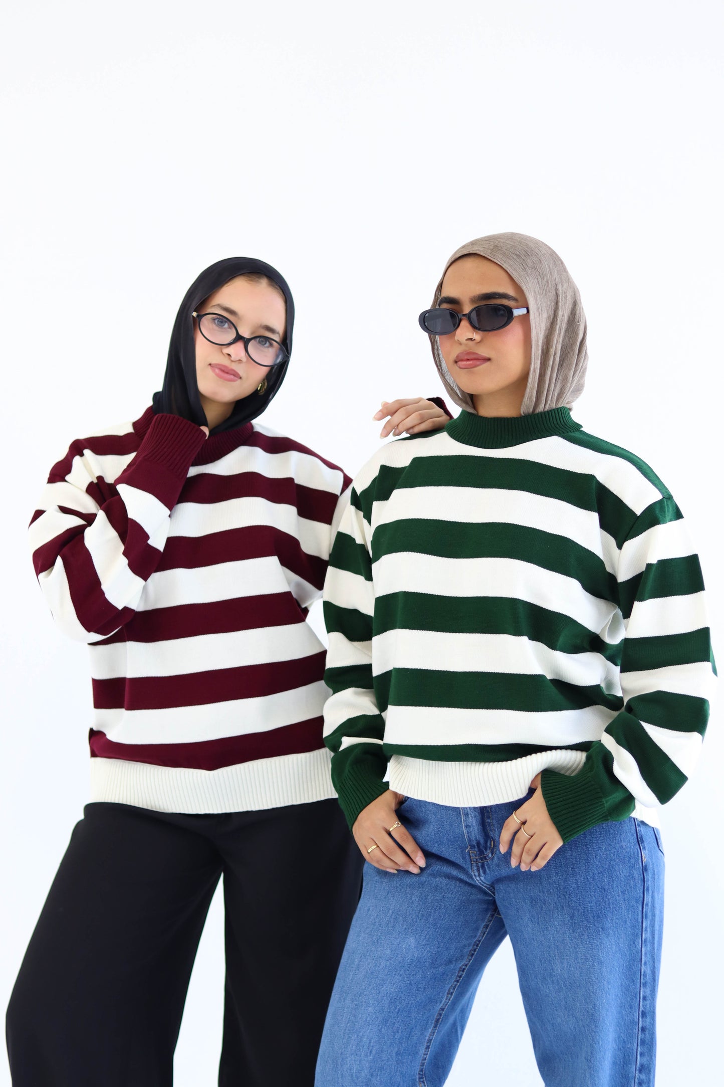 Sofi Striped pullover in Olive