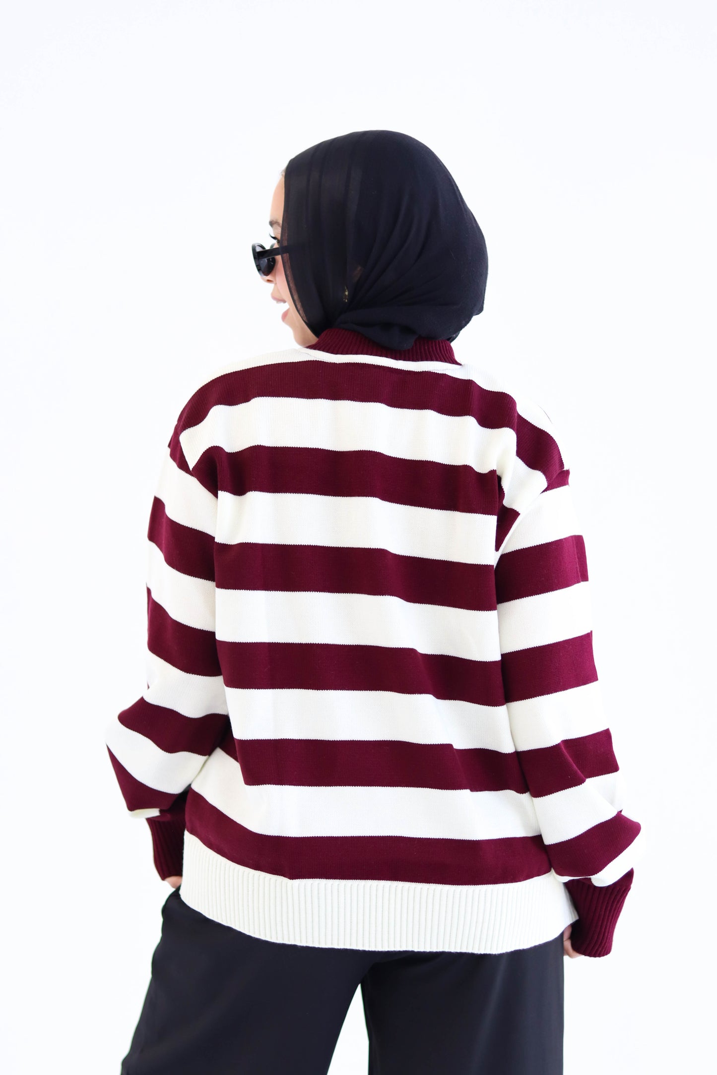 Sofi  striped pullover in burgundy