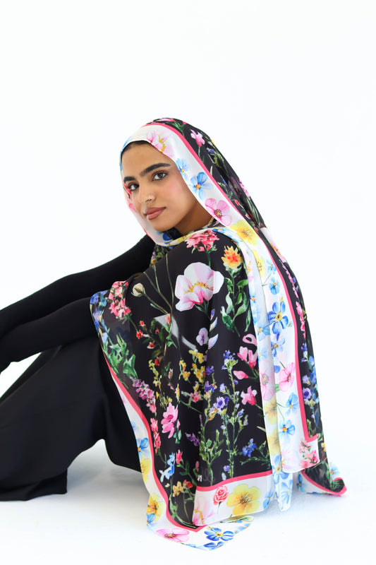 Noir Bloom in chiffon